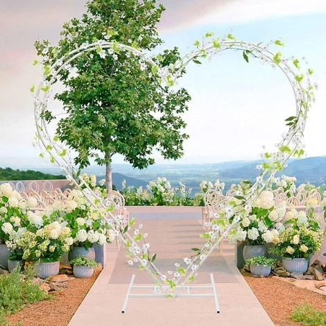 Arco di nozze a forma di cuore, 2,05 m, supporto in metallo bianco, per decorazione di matrimoni, feste, compleanni, lauree, decorazioni natalizie