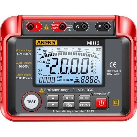 Tester di resistenza di isolamento MH12, megohmmetro digitale ad alta precisione