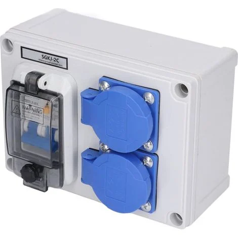 Presa a muro, scatola di derivazione doppia tedesca con interruttore automatico 230V 40A 1P+N con coperchio impermeabile, scatola di alimentazione per esterni, facile da installare