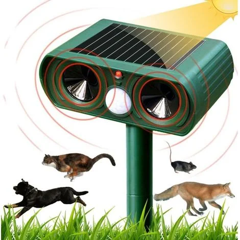 Repellente solare a ultrasuoni per gatti, repellente per gatti da esterno con sensibilità e frequenza regolabili, repellente a ultrasuoni per gatti per allontanare i parassiti, protezione per il giard