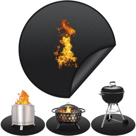 Tappetino rotondo resistente al calore per bracieri, ideale per barbecue, caminetti, pavimenti, bracieri, prati e campeggio, 50 cm