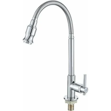 Rubinetto da cucina per esterni con rotazione a 360°, foro singolo e leva singola, rubinetto da cucina per acqua fredda, rubinetto per lavanderia, rubinetto da cucina semplice