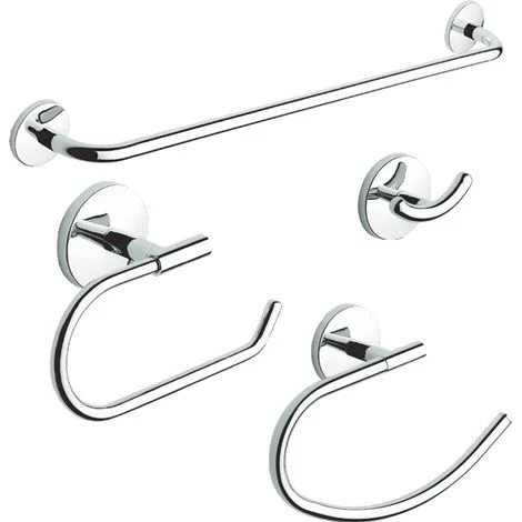 Set accessori bagno porta asciugamani in acciaio kit 4 pz prod. One Cromo