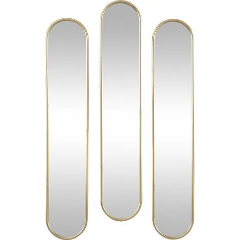 Specchio ovale L.23 x H.120 cm in Metallo Dorato - Lotto di 3 - JAYLEN