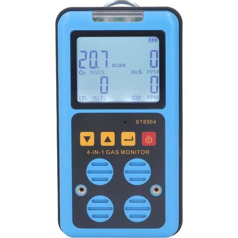 Rilevatore di gas 4 in 1, ad alta sensibilità, con suono, luce, vibrazione, allarme, display retroilluminato, per laboratorio agricolo, chimico e marino.