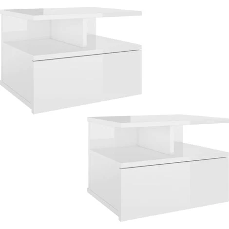 Maison Exclusive - Comodini Pensili 2pz Bianco Lucido 40x31x27cm Legno Multistrato