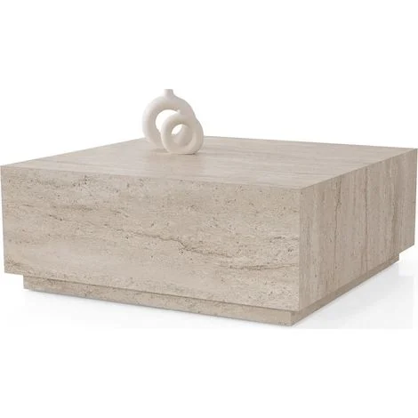 Tavolino da caffè in legno "Lizbon" - 90 x 90 x 35 cm - Travertino