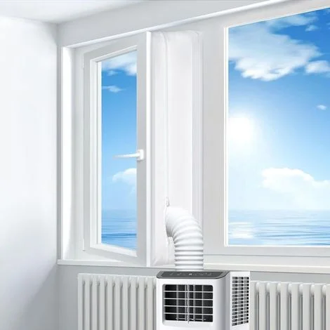Kit di guarnizioni per finestre per condizionatore portatile, telaio da 400 cm, protezione dall'aria calda, cerniera e adesivo, adatto all'asciugatrice, mantiene la casa fresca.