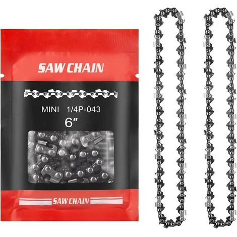 catene di ricambio per mini motosega elettrica da 6 pollici, catena per motosega a 37 maglie, passo 1/4", taglio efficiente 15 cm