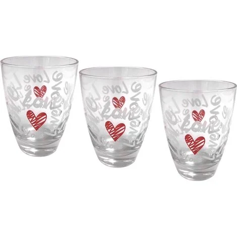 MAURY'S SET 3 BICCHIERI CORAZON PER ACQUA FANTASIA CUORI