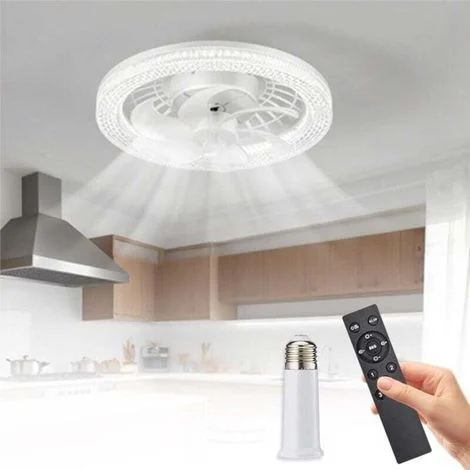 Ventilatore da soffitto con luce, Ventilatore da soffitto con luce, Lampadario silenzioso con luce e telecomando, Ventilatore da soffitto con luce (bianco)
