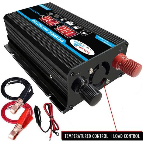 Inverter a onda sinusoidale pura da 12 V a 220 V, trasformatore di alimentazione a onda sinusoidale pura da 4000 W con telecomando e doppie prese CA per camper, auto, camion - Doppie prese di corrente