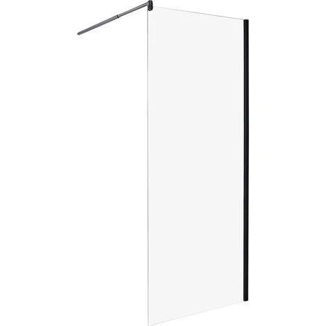 Box Doccia in Vetro Temperato Divisorio Senza Porta nero 80 x 190 cm Ahaus