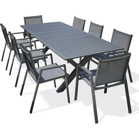 FLORIDE - Set da pranzo da giardino 8 posti in alluminio - DCB GARDEN