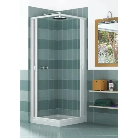 Box Doccia Luna Acquario in PVC 2 Lati Apertura Scorrevole Angolare a Soffietto 120 x 120 x h185 cm