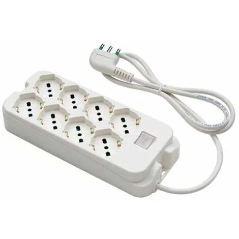Multipresa con prese bipasso 8 schuko spina a squadra italiana 2P+T 16A cavo 1.5m Fanton 40440
