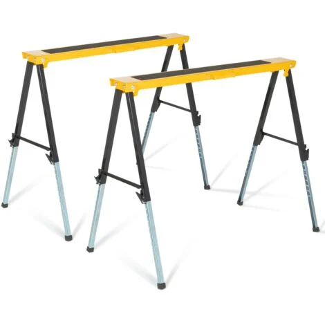 Set di 2 cavalletti telescopici pieghevoli con ampia piattaforma antiscivolo