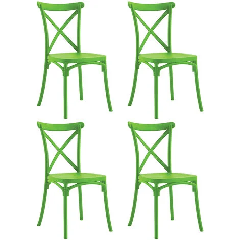 Sedia in polipropilene VERDE ristorante trattoria bar pub vintage casa giardino esterno interno croce Cleo SET 4 PEZZI