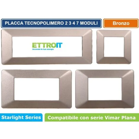 Placca compatibile Vimar Plana 3 moduli plastica colore bronzo Ettroit EV83310
