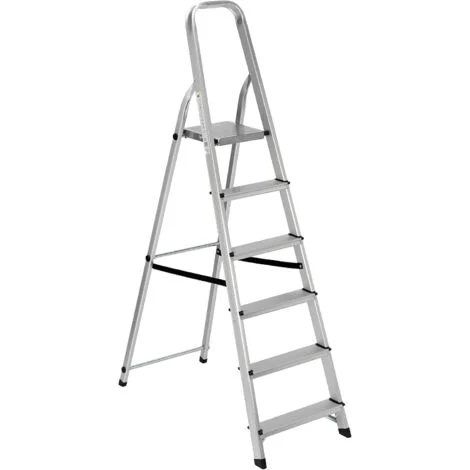 scala alluminio essenza "everest" con 6 gradini e portata massima 150 kg, 105x47x172 cm
