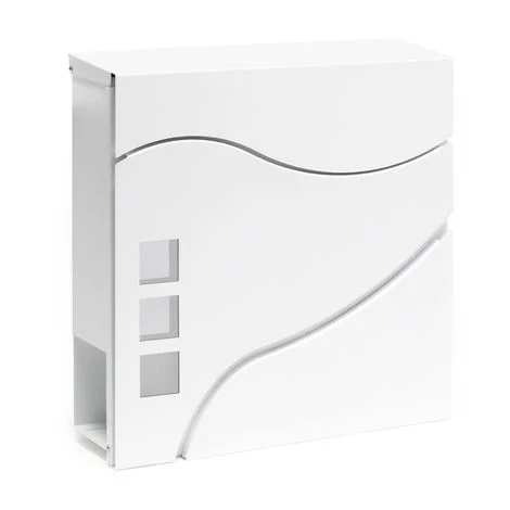 Wiltec Cassetta postale con vano portagiornale V28 bianco 370 x 105 x 370 mm