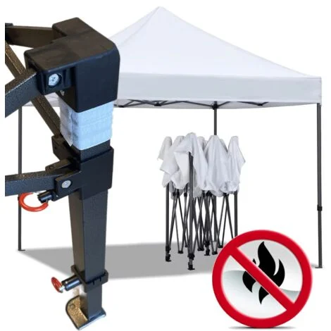 Gazebo 3x3m bianco certificato IGNIFUGO SENZA laterali pieghevole portatile estendibile richiudibile estensibile acciaio per fiere eventi stand chiosco tenda tendone mercato mercatino