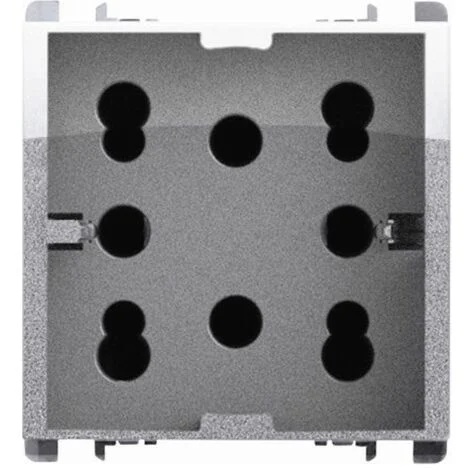 Presa multistandard Simon Urmet Nea 2 bipasso e 1 schuko alluminio 10311/2AL