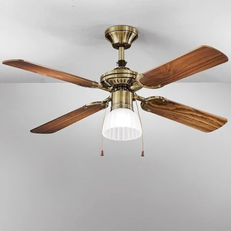 Perenz ventilatore da soffitto in metallo ottone brunito con luce 4 pale 105 cm altezza 42 cm energico ed elegante