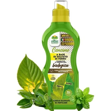 Solfato di Ferro Liquido Concentrato, Concime Naturale Biologico, Rinverdente Fogliare Azzurrante Ortensie per Alberi Orto x 1 kg