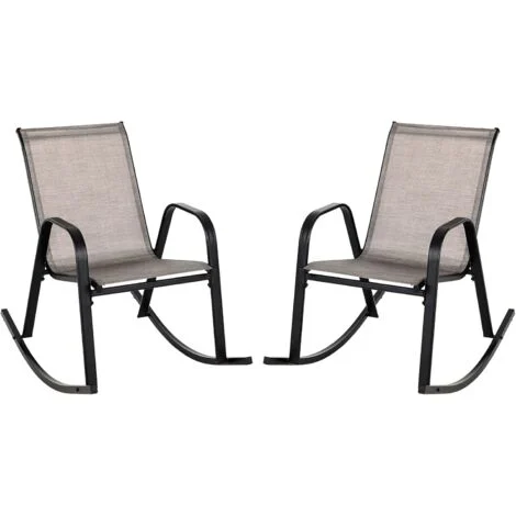 COSTWAY Sedie a Dondolo da Giardino 2 Pezzi, Dondoli da Esterno Ergonomici in Textilene Traspirante e Movimento Dolce, Sedie Dondolo da Balcone Terrazzo Giardino