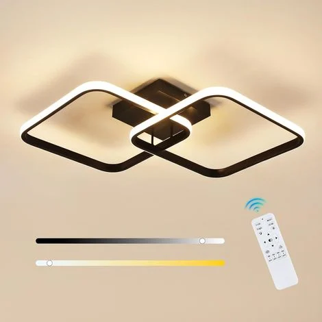 COMELY® Luce a soffitto a LED soggiorno dimmerabile, lampada a soffitto nera da 50 W in acrilico 5625lm, luce del soffitto quadrata con controllo telecomando 3000K-6500K per cucina camera da letto, 59