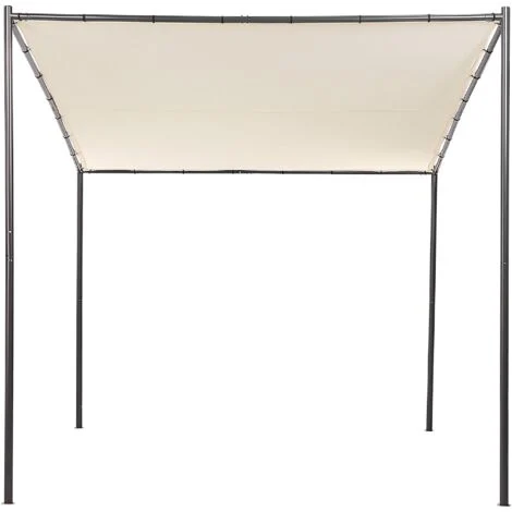 Pergola da giardino Padiglione Pergola 282 x 294 cm Ombra in tessuto Struttura in metallo beige Vimino