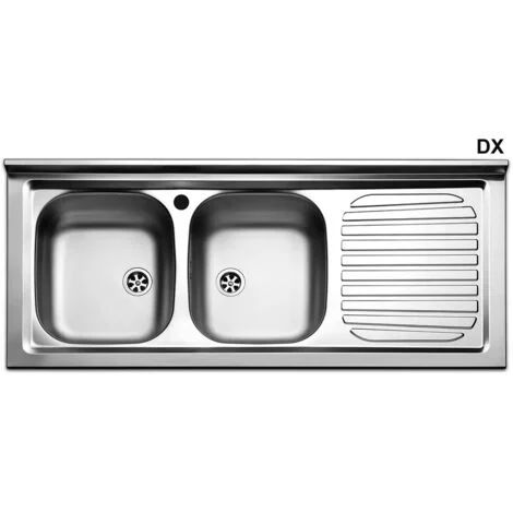 LAVELLO APPOGGIO IN ACCIAIO INOX CON 2 VASCHETTE cm 120 gocciolatoio sx APELL