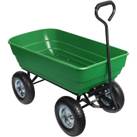 Wiltec Carrello da giardino ribaltabile, capacità 125 l, portata max 350 kg, Carretto a mano Carriola