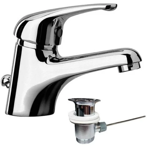 Rubinetto miscelatore lavabo lavandino monoforo monocomando paini creta 100, pai 42cr211, con scarico automatico 1 pollice e 1/4