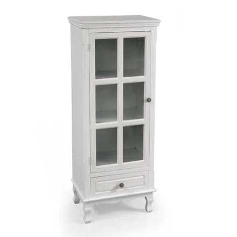 PERLA MOBILETTO A VETRINA 48 X 32 X H120 CM IN COLORE BIANCO