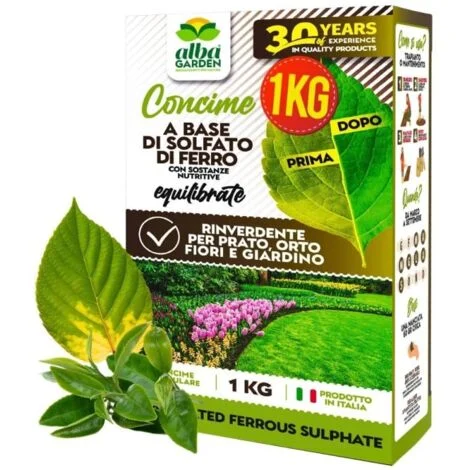 Solfato Di Ferro Granulare Concime Fertilizzante Naturale Biologico, Rinverdente Fogliare e Acidificante Terra per Prato Piante Orto x 1 kg