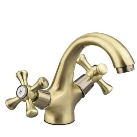 Miscelatore rubinetto lavabo bagno stile retro vintage bronzo piletta ROMO 59464
