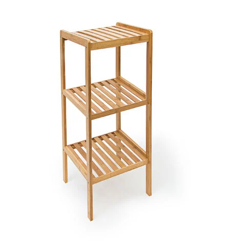 Relaxdays Scaffale da Bagno in Bambù, HLP: 79 x 33 x 33 cm, 3 Ripiani, Mobiletto Salvaspazio Cucina o Ufficio, Naturale