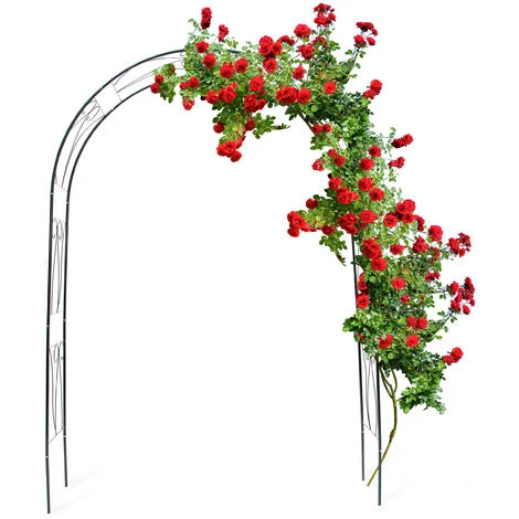 Relaxdays Arco per Rose Rampicanti, HLP 233x153x39 cm, Decorazione Giardino, Sostegno per Piante in Metallo, Verde Scuro