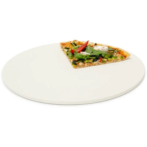Relaxdays Pietra Ollare per Pizza, Cordierite Rotonda, Diametro 33 cm, Accessorio per Forno e Grill, Refrattaria, Beige