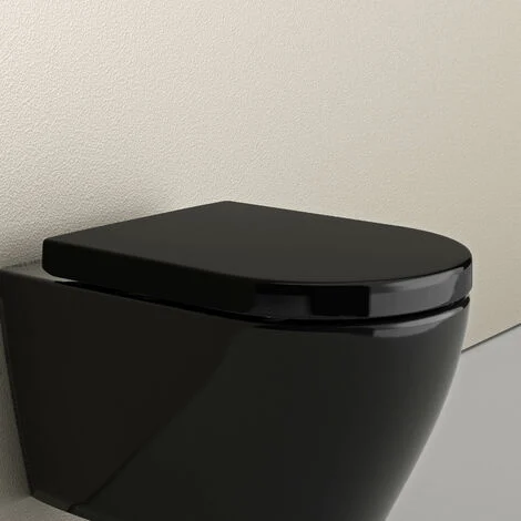 BERNSTEIN - Sedile del water in plastica con luce notturna LED, chiusura morbida, cerniere in acciaio inox - Nero - 46,4x35,9x5cm - U1002