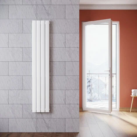SONNI Design Radiatore a pannello piatto 1600 x 308 mm Bianco Radiatore da bagno Radiatore a doppio strato Radiatore verticale a pannello