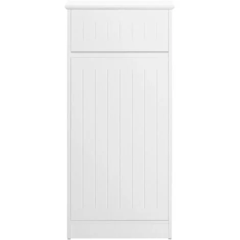 Mobile Lavanderia Con Cesto Portabiancheria Apribile, Cesto Portabiancheria Con Un Cassetto, Mobiletto Bagno Bianco 40x39x86cm BZR110-W SoBuy