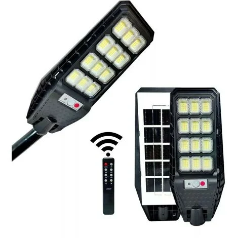 Lampione 200W faro 144 led con pannello solare sensore, telecomando e staffa 525
