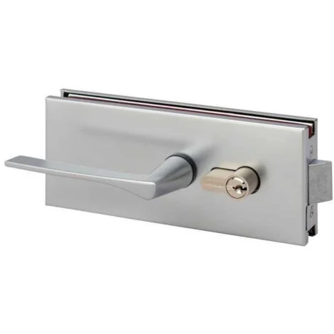 Serratura per porta in vetro METALUX con maniglia quadrata e placca rettangolare 77x185 mm - NM90451000