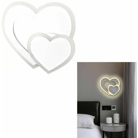 Applique Led Cuore In Vetro 2 Cuori Luce Calda Lampada Da Parete 12 W
