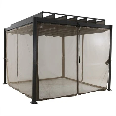 Zanzariera per pergola 3x2m Flamenco in poliestere nocciola - Hespéride