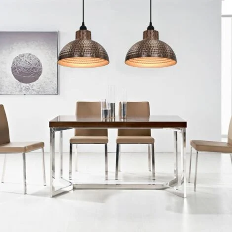 2 Lampadari lampade a sospensione bar cucina Semisferici in metallo Color Rame