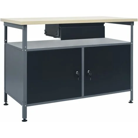 vidaXL Banco da Lavoro Nero 120x60x85 cm in Acciaio